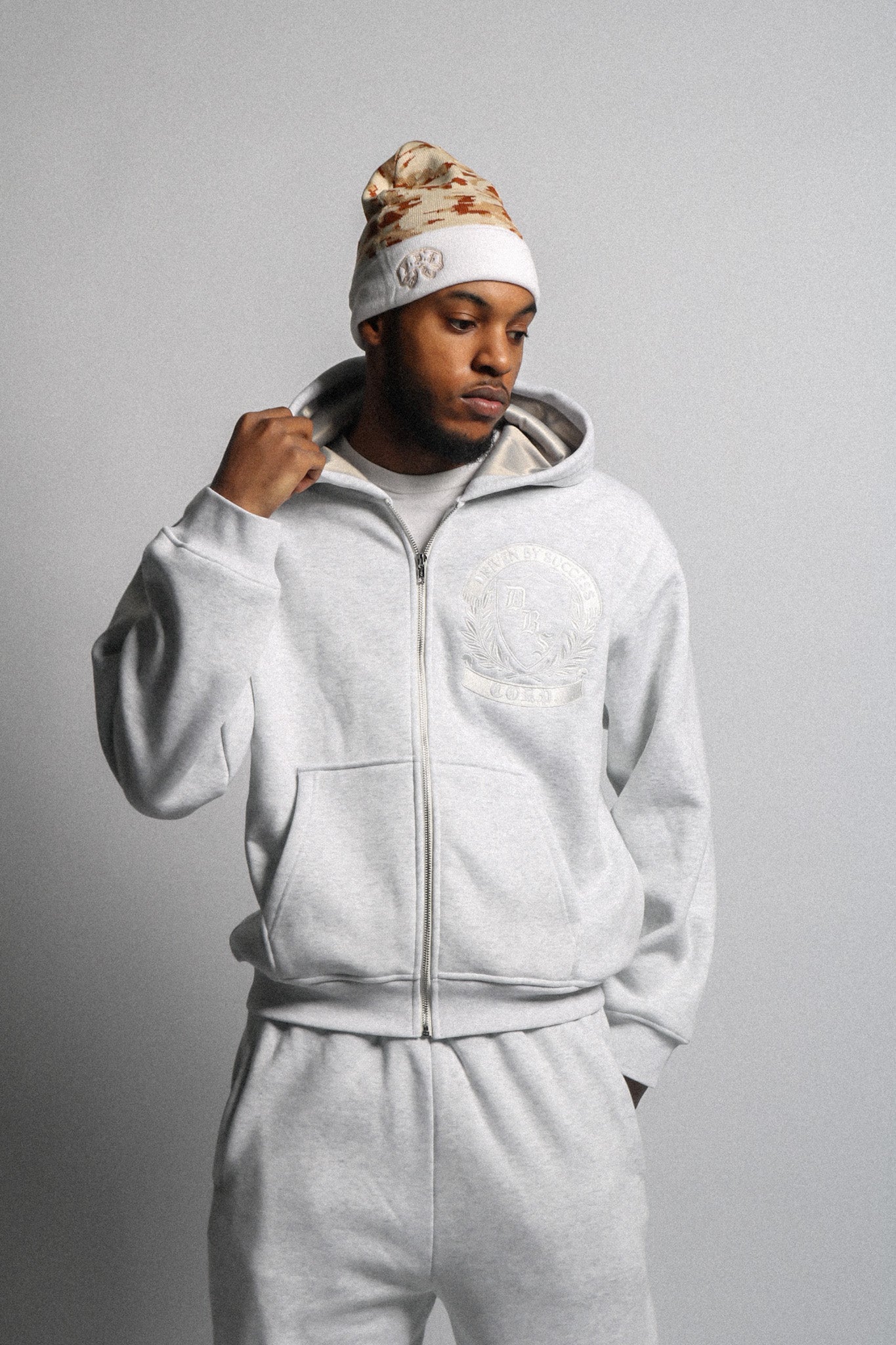 DBS Marble White Fall Essentials Zip-up Hoodie