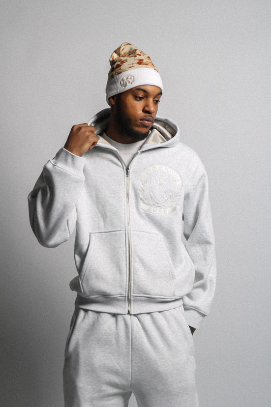 DBS Marble White Fall Essentials Zip-up Hoodie
